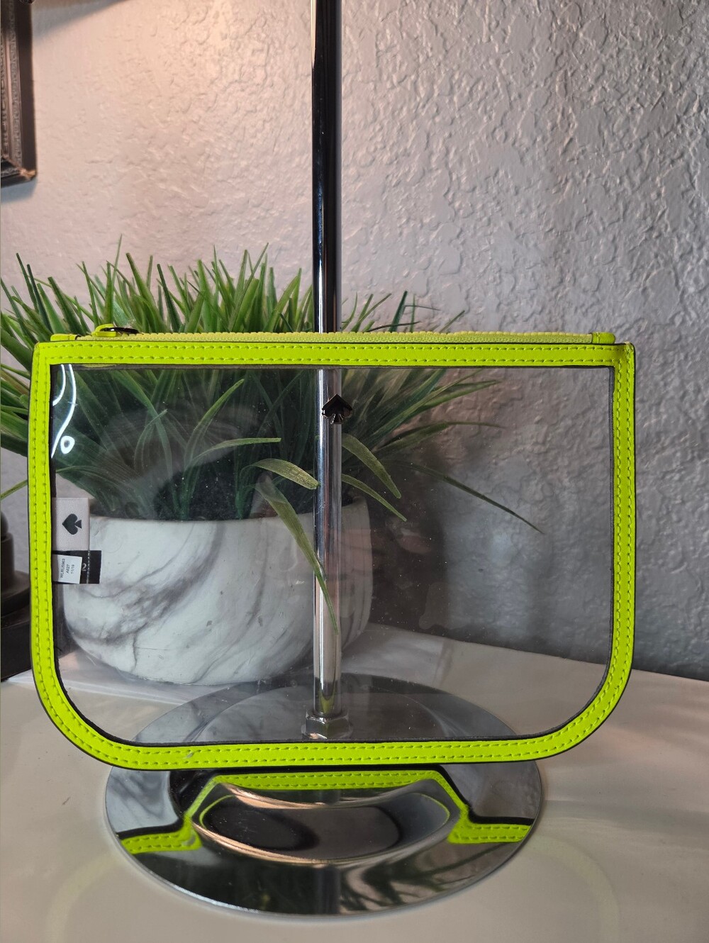 kate spade Clear Cosmetic Pouch with Neon Yellow Trim